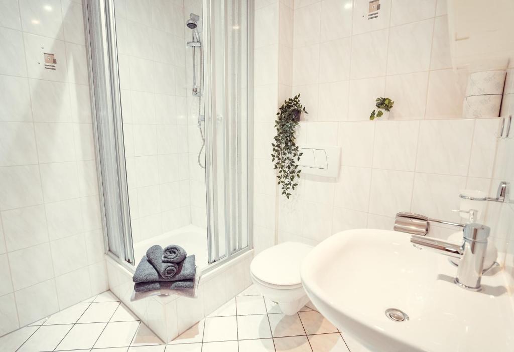 Koupelna v ubytování Auberge Leipzig