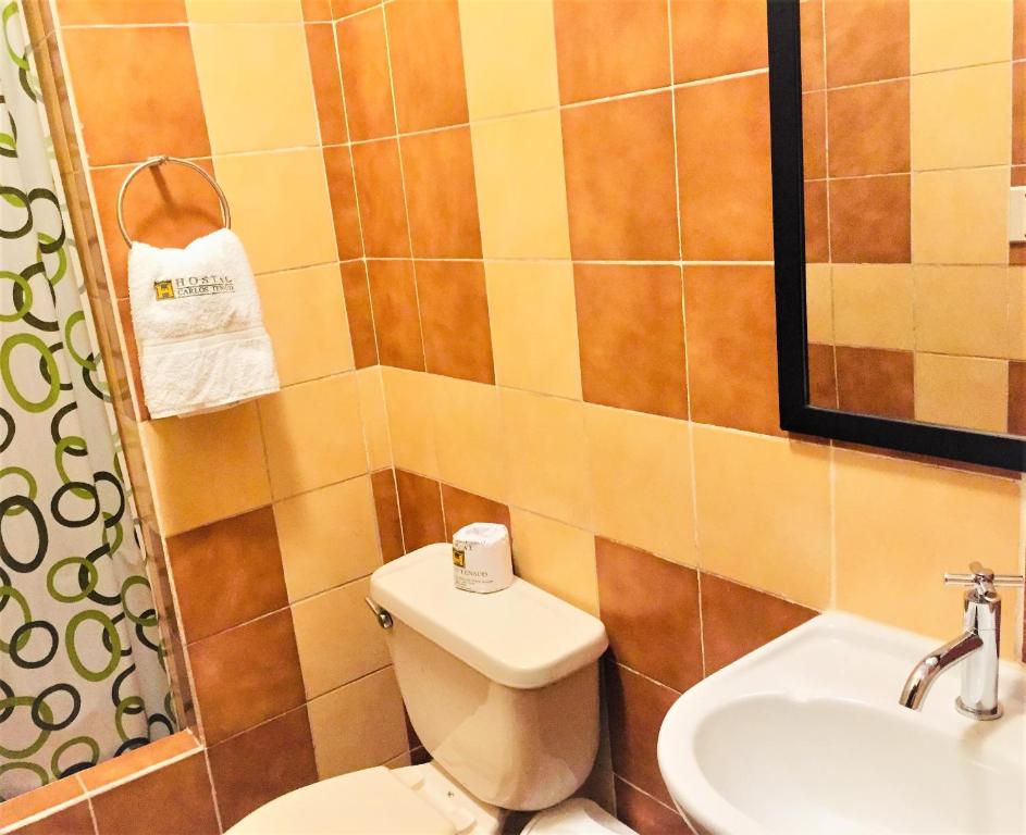 Koupelna v ubytování Hostal Carlos Tenaud