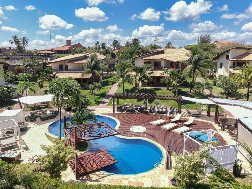 an aerial view of the pool at the resort at Eco Village Cumbuco in Cumbuco