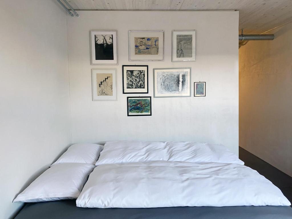 Postel nebo postele na pokoji v ubytování Gästehaus am Lagerplatz