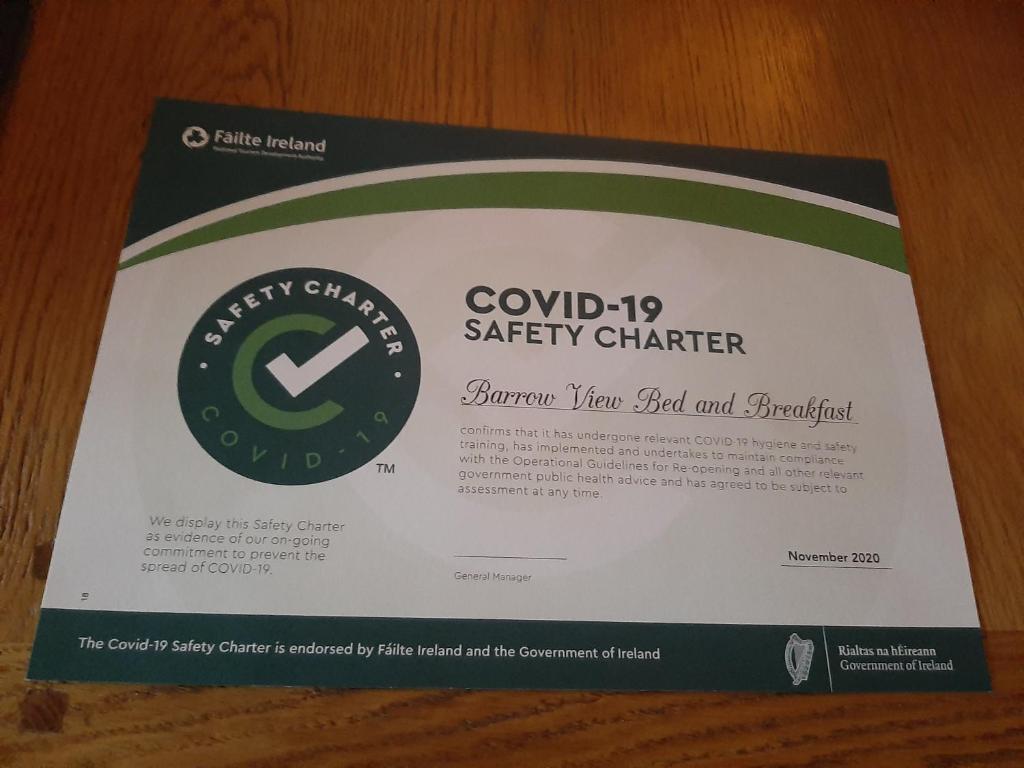 Certifikát, hodnocení, plakát nebo jiný dokument vystavený v ubytování Barrow View Accommodation