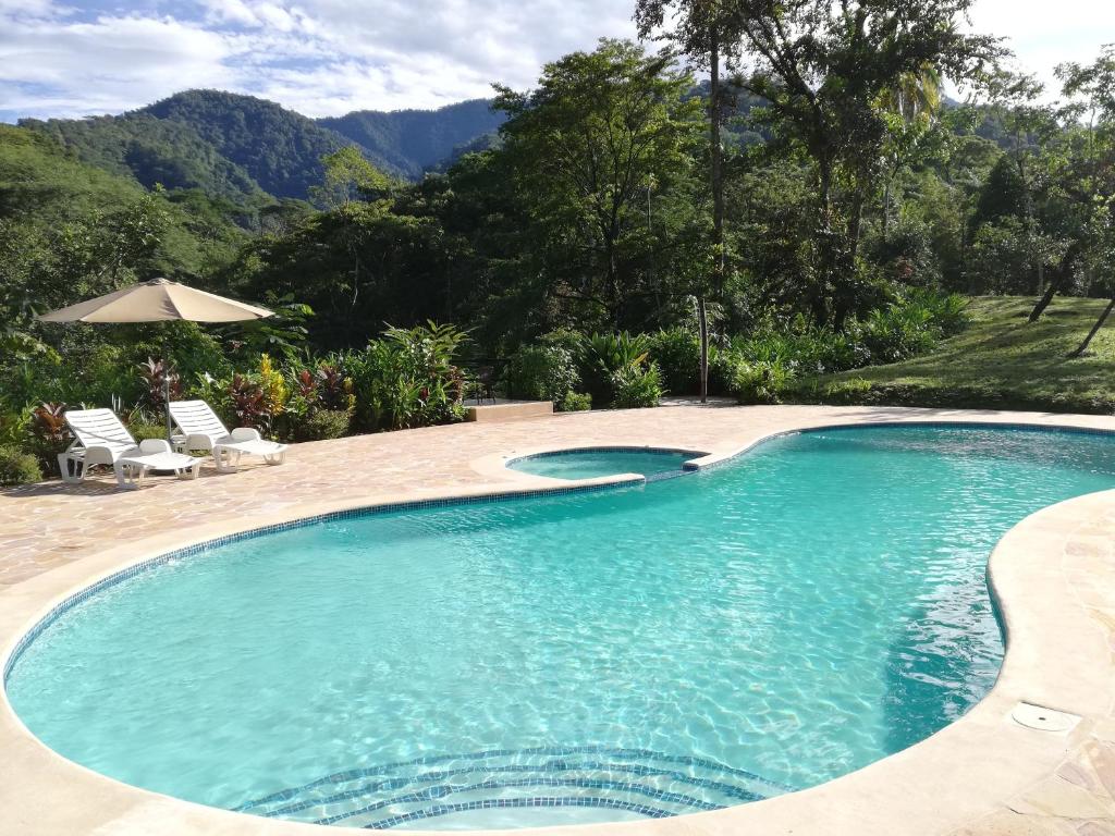 - une piscine avec vue sur la montagne dans l'établissement Hacienda Mil Bellezas - Private 40ha Jungle Reserve, à Quepos