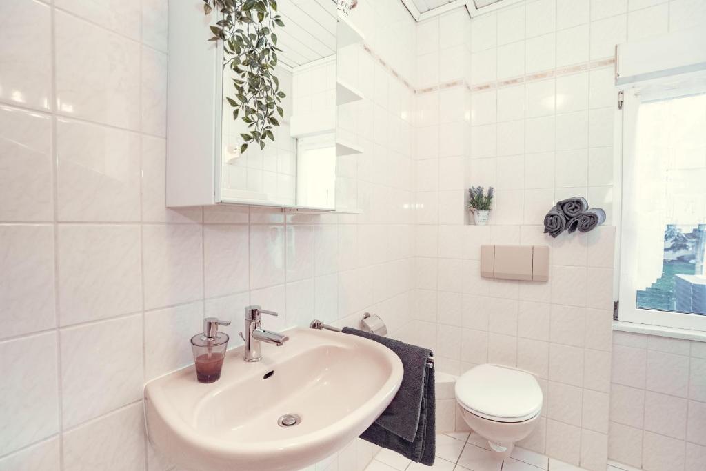 Koupelna v ubytování Auberge Leipzig