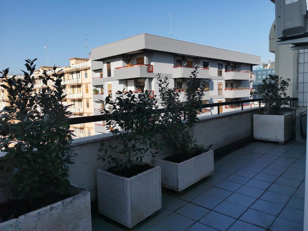 einen Balkon mit Topfpflanzen auf einem Gebäude in der Unterkunft BRIGIDA 5 in Bari