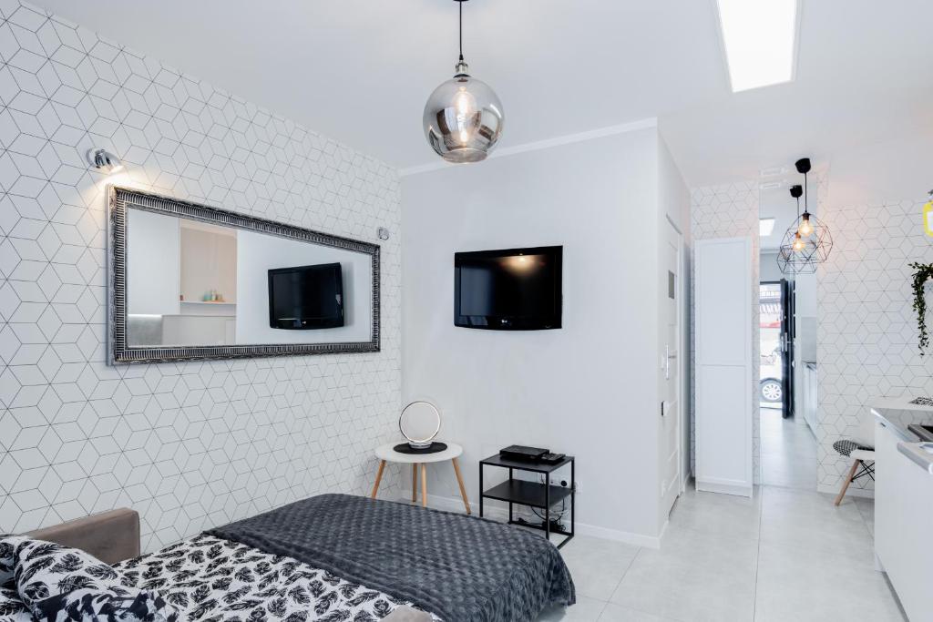 Televízia a/alebo spoločenská miestnosť v ubytovaní Crystal Apartment Katowice IV