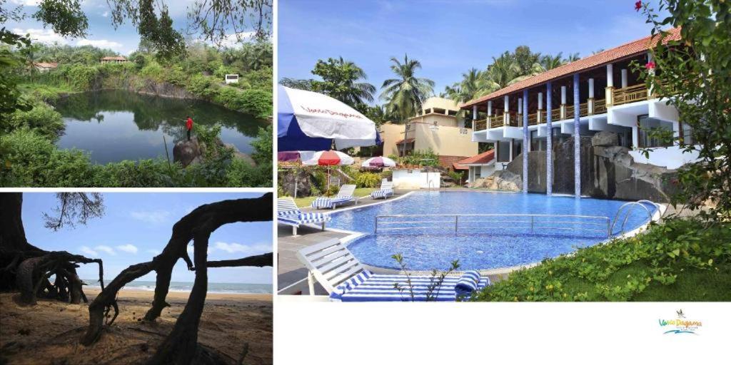 a collage of pictures of a resort and a swimming pool at VascoDaGama Beach Resort in Kappad