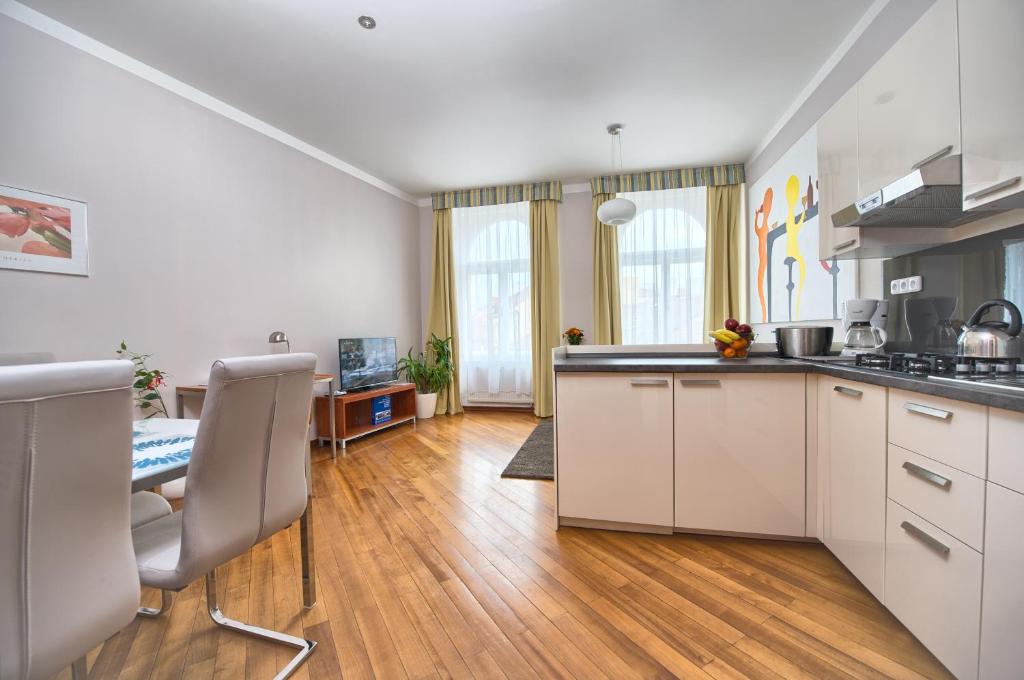 Kuchyň nebo kuchyňský kout v ubytování Residence Masna