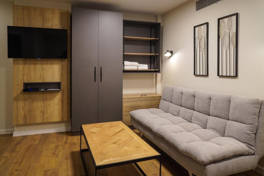 TV a/nebo společenská místnost v ubytování Apartique Hotel