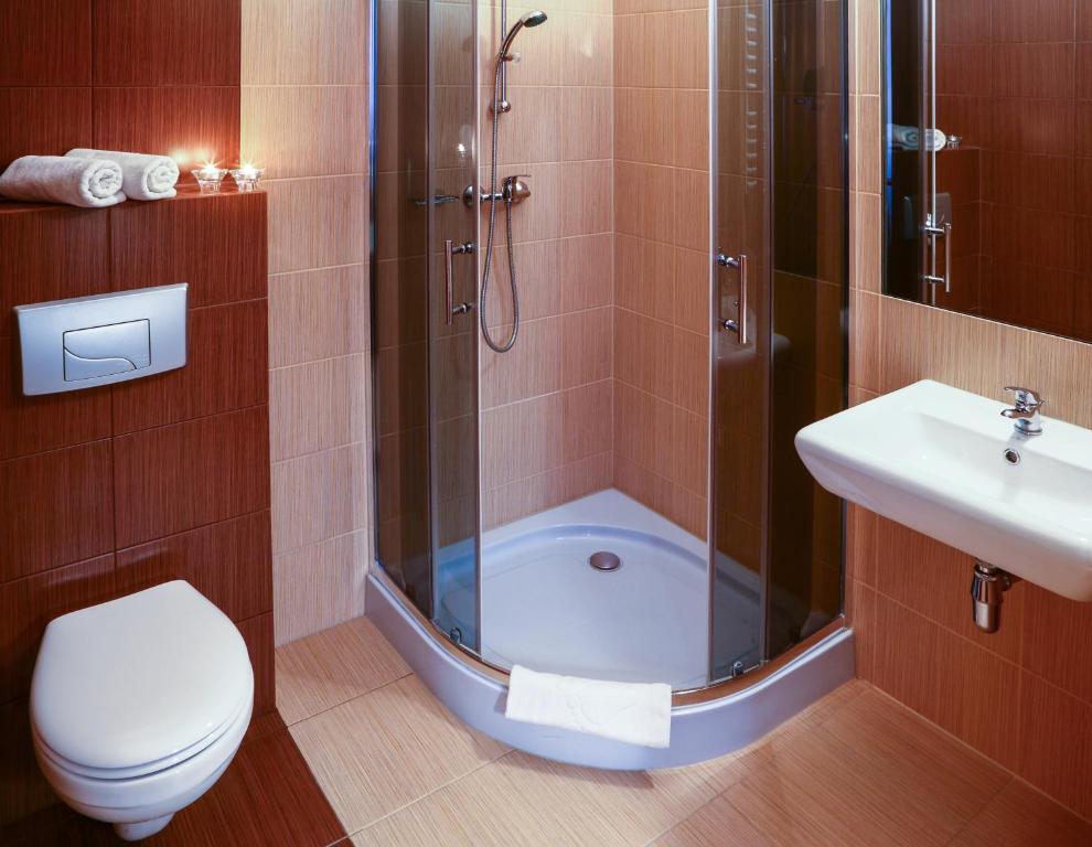 Koupelna v ubytování Hotel Mikulski