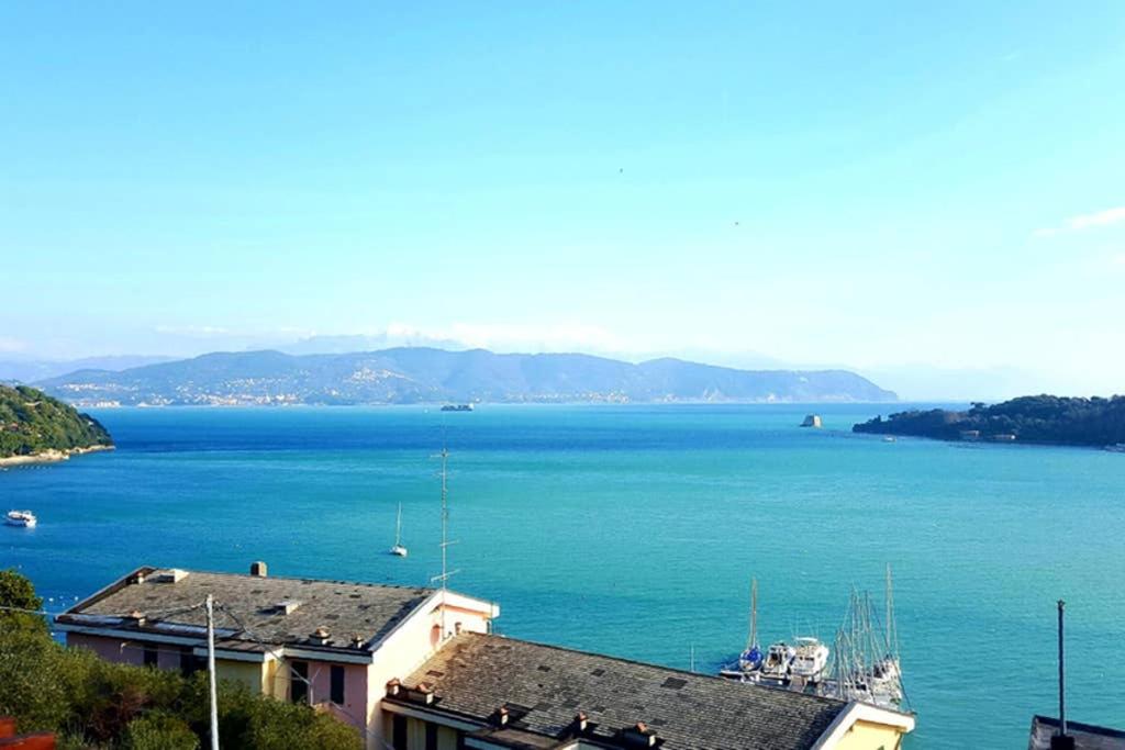 a view of a large body of water with boats at Infinity Blue in Portovenere