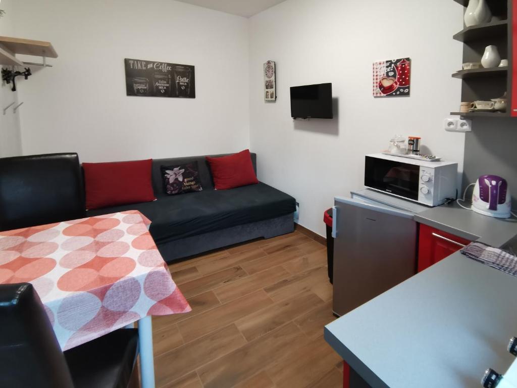Kuchyň nebo kuchyňský kout v ubytování Apartmány Aranka