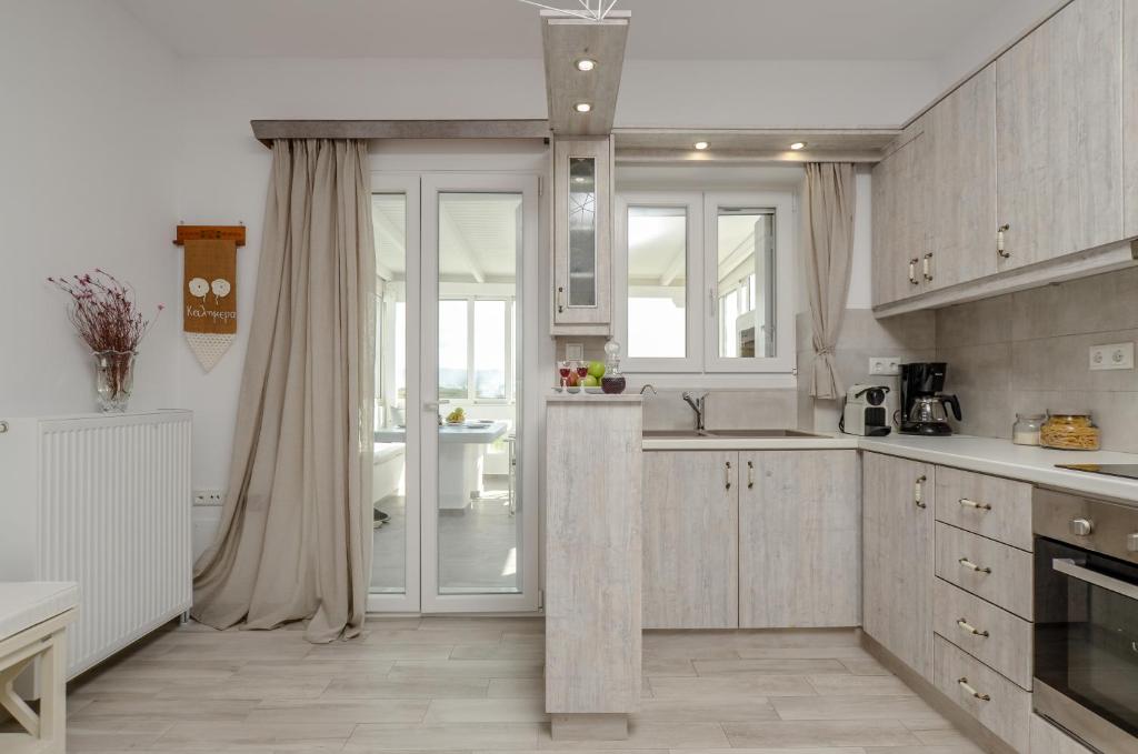 Kuchyň nebo kuchyňský kout v ubytování Naxian Wave Seaside Villa