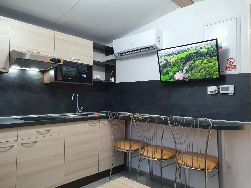 Kuchyň nebo kuchyňský kout v ubytování Bungalows Michalka - Podhájska
