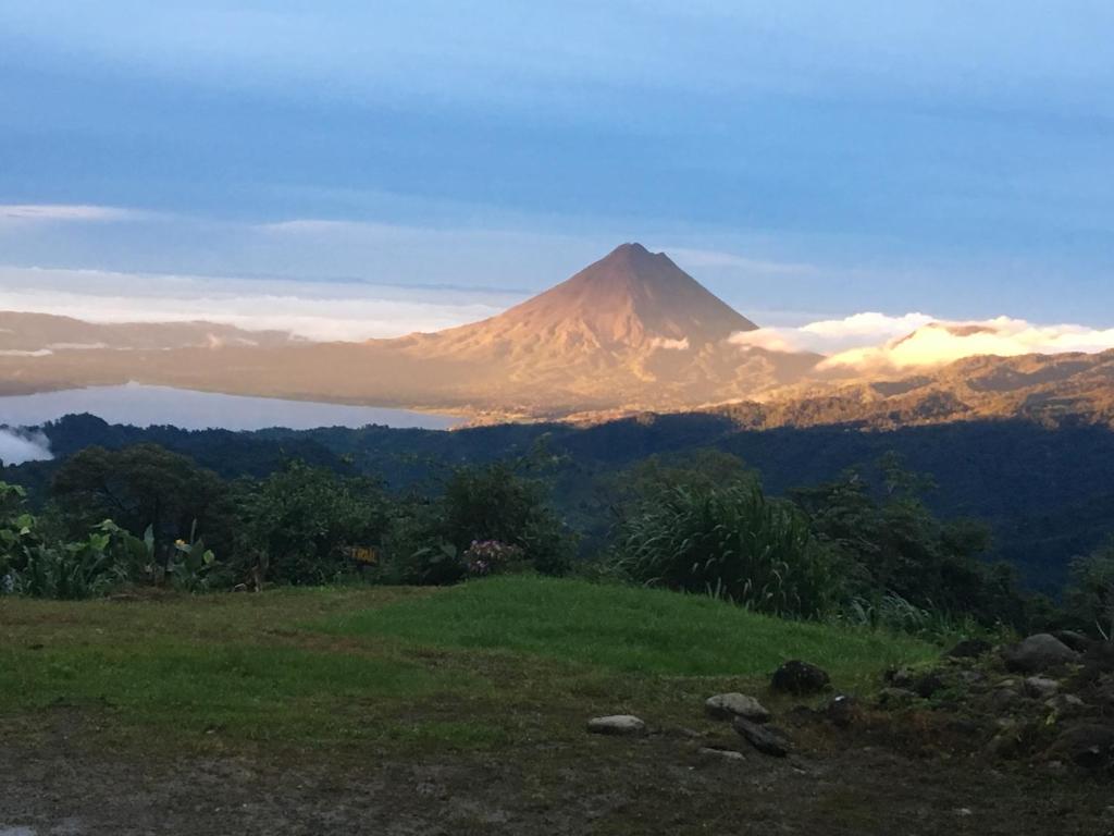 a view of a mountain in the distance at Vistaverde Lodge in Monteverde Costa Rica