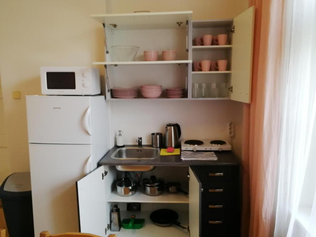 Kuchyň nebo kuchyňský kout v ubytování Flamingo Apartments