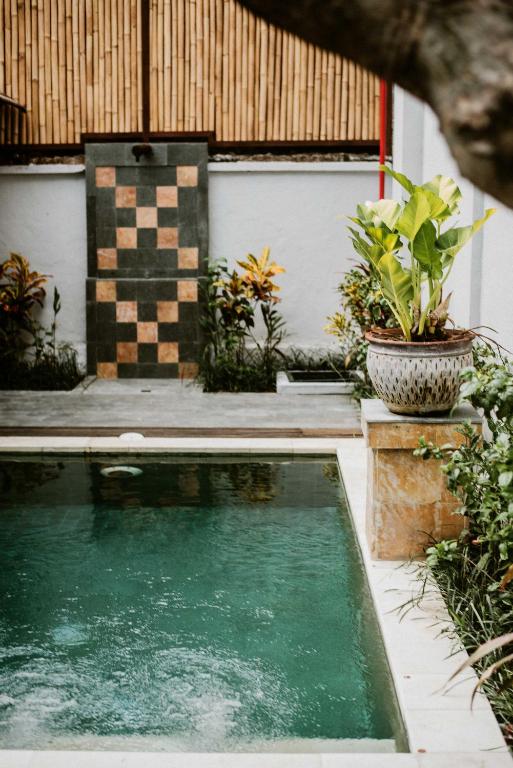 a small swimming pool in a garden with plants at New Sunari Lovina Beach Resort in Lovina