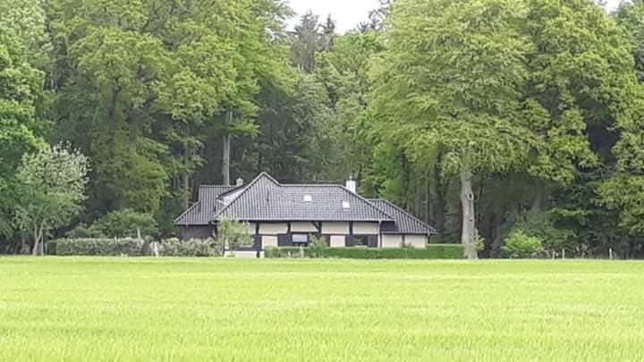 une maison assise au milieu d'un champ dans l'établissement Heuerhaus Gut Einhaus, à Werlte