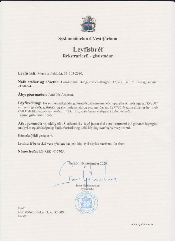 Certifikát, hodnocení, plakát nebo jiný dokument vystavený v ubytování Comfortable Bungalow