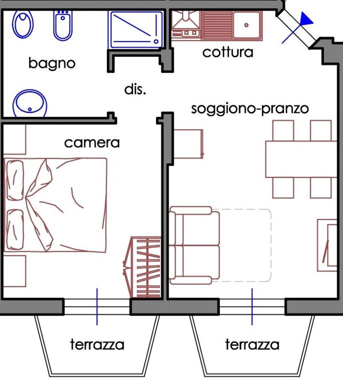 a schematic diagram of a house at Residence Carlo in Grado