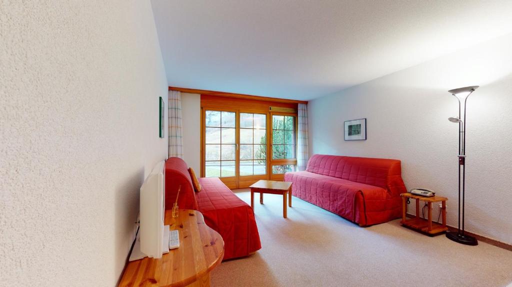Postel nebo postele na pokoji v ubytování Mountain Escape Apartment for 5 in Leukerbad