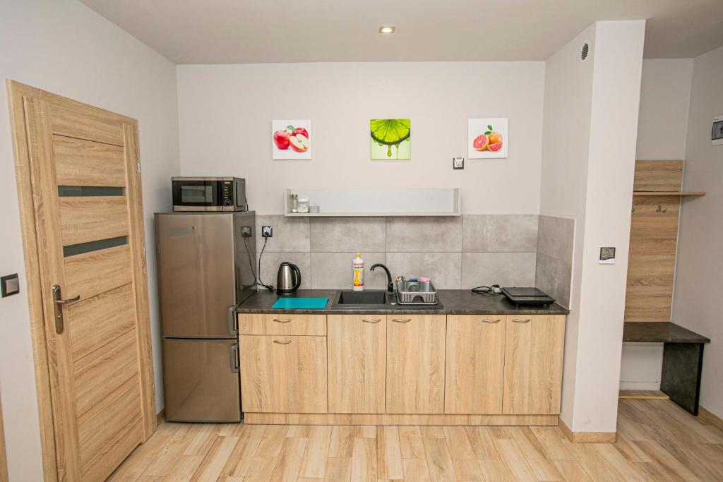 Kuchyň nebo kuchyňský kout v ubytování Apartamenty PIER