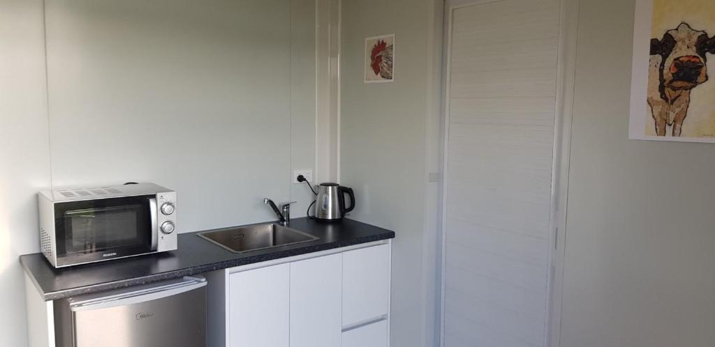 Kuchyň nebo kuchyňský kout v ubytování Waitomo Homestead Cabins