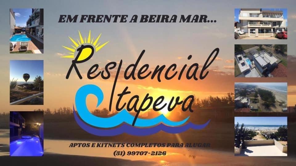 uma colagem de fotografias de um sinal para um hotel em Residencial Itapeva em Torres