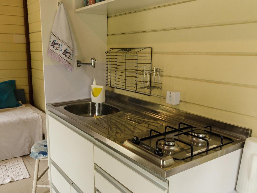 Kuchyň nebo kuchyňský kout v ubytování Kitnet e Suite Morada Aguiar - Chalé