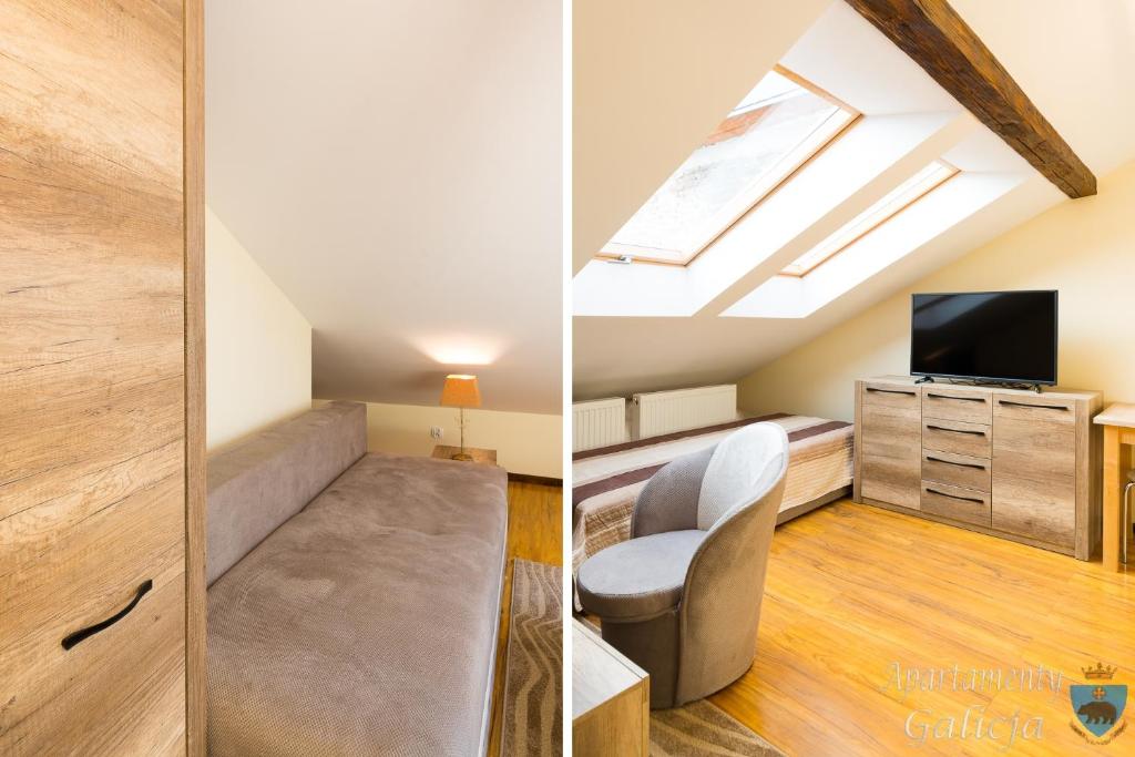 TV a/nebo společenská místnost v ubytování Apartamenty Galicja