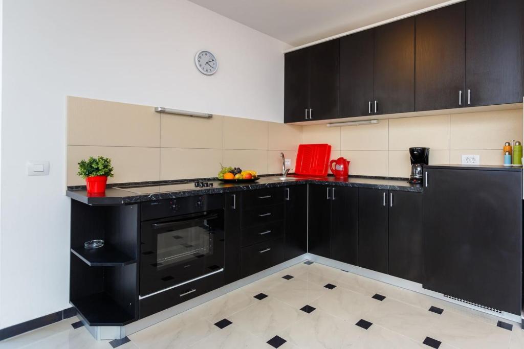 Kuchyň nebo kuchyňský kout v ubytování Apartments Adria
