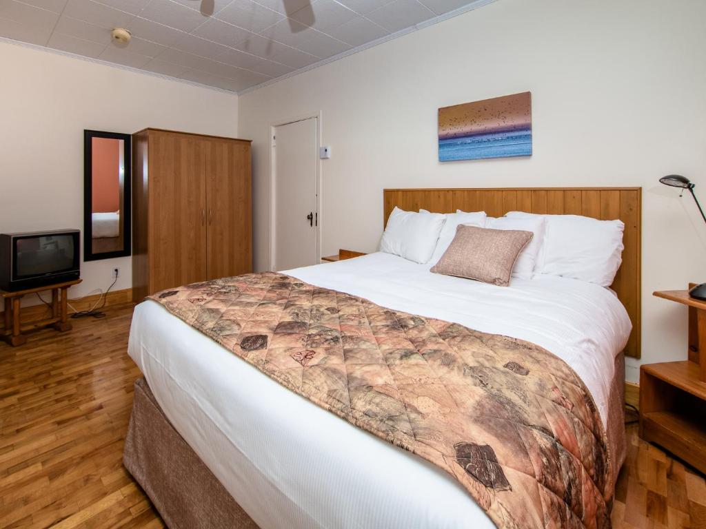 Postel nebo postele na pokoji v ubytování Au Pic de l'Aurore Motel-Chalets