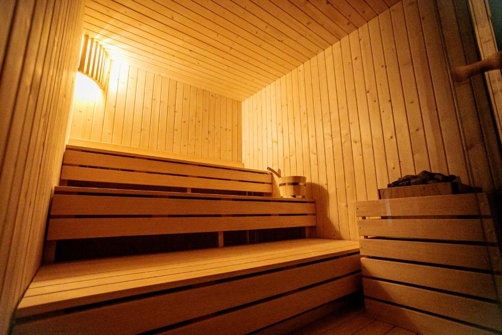 a wooden sauna with a light on top of it at Hôtel Spunta Di Mare in Ajaccio