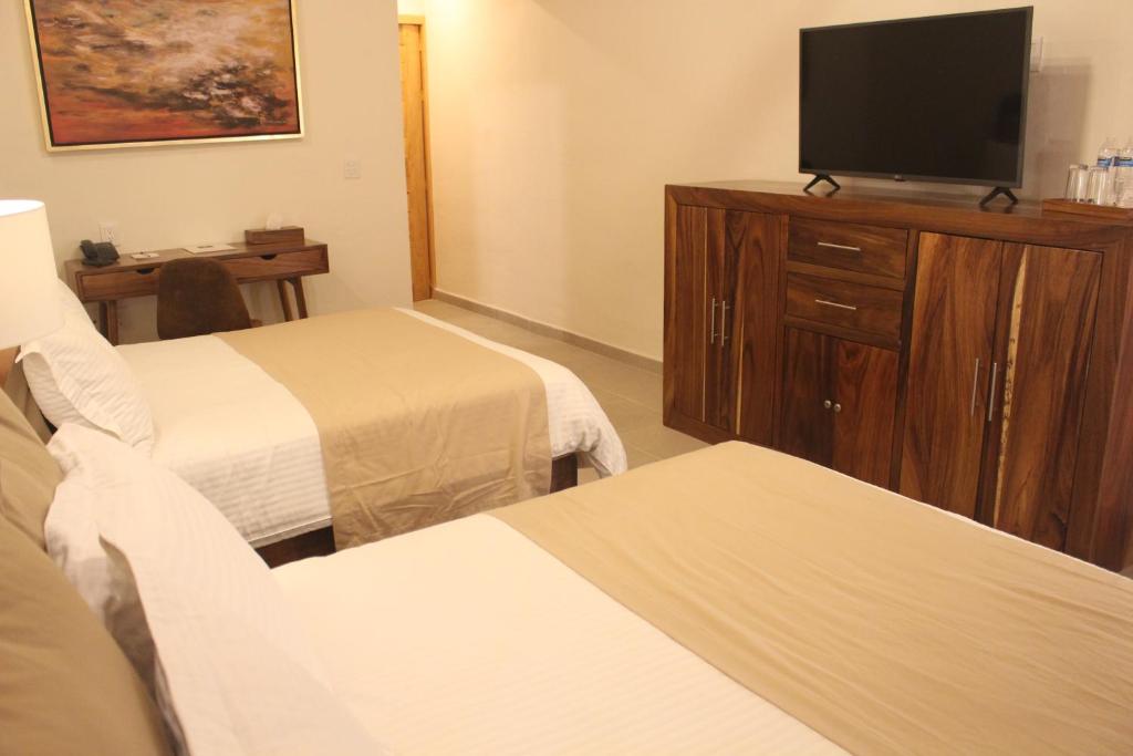 TV a/nebo společenská místnost v ubytování Hotel Quinta del Bosque