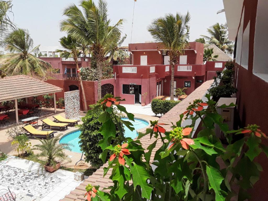 an aerial view of a resort with a swimming pool at Hotel Grazia Maria in Saly Portudal