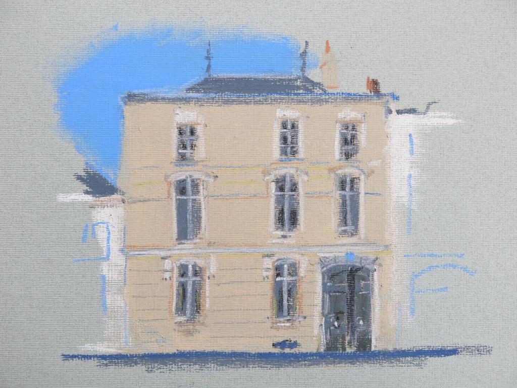 una pintura de un edificio en una pintura en La Maison de Saumur en Saumur