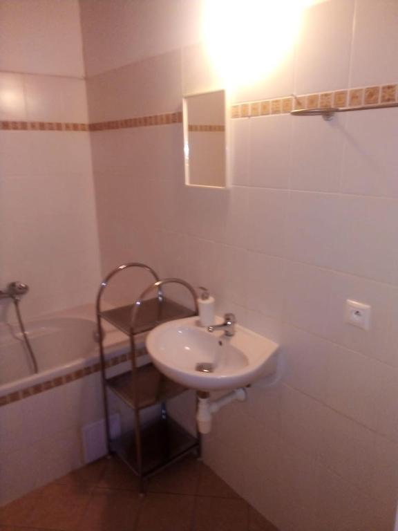 Koupelna v ubytování Apartmán v arealu Doky Lipno