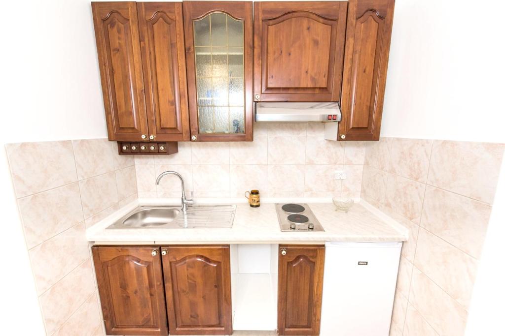 Kuchyňa alebo kuchynka v ubytovaní Cozy apartment in Kaštel Štafilić 27 m² with shared pool