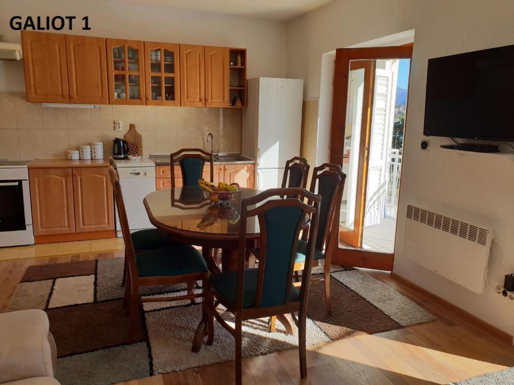 Kuchyň nebo kuchyňský kout v ubytování Apartmani Galiot