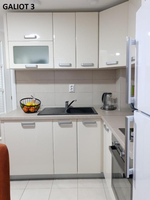 Kuchyň nebo kuchyňský kout v ubytování Apartmani Galiot