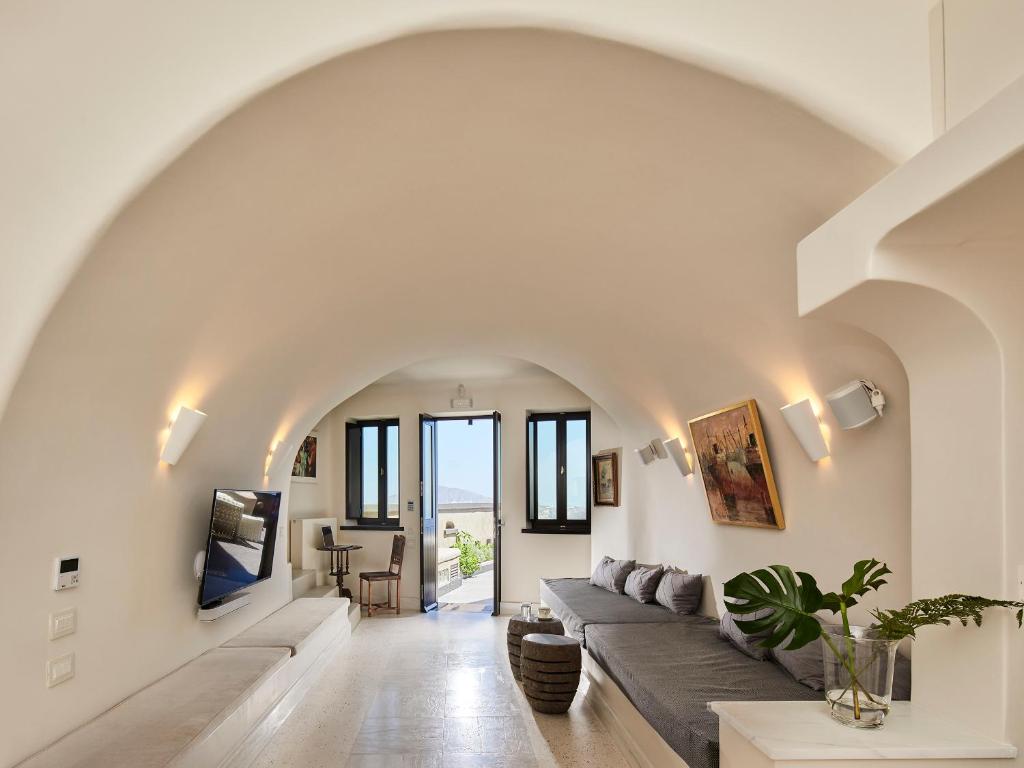 Posezení v ubytování Luxury Villa Blue Dome Santorini
