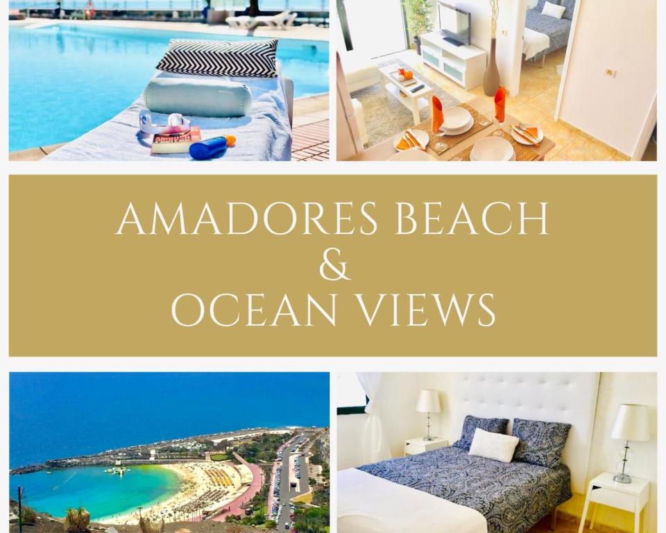 アマドレスにあるAMADORES BEACH & OCEAN VIEWSの知事の海と海の景色を写した写真のコラージュ