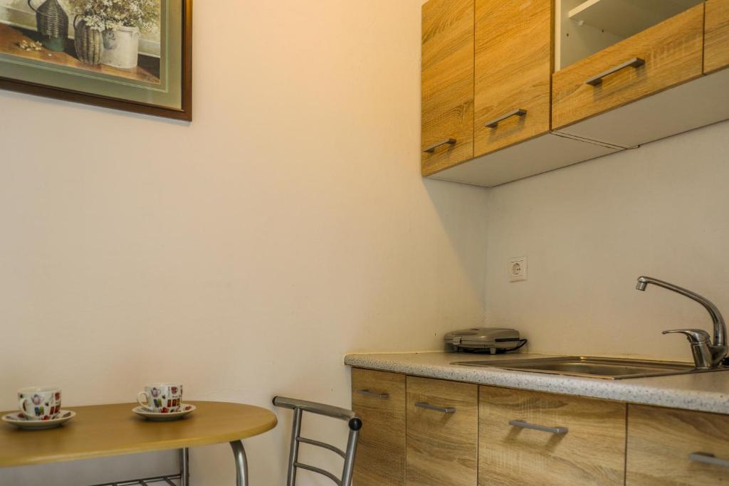 Kuchyň nebo kuchyňský kout v ubytování villa Hara
