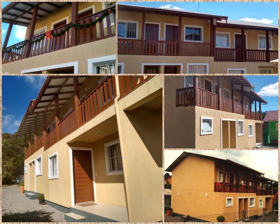 un collage de cuatro fotos de un edificio en Aluguel Por Temporada Jcl, en Gramado