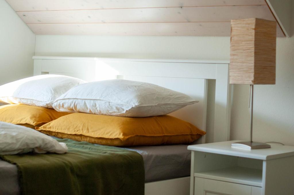 Postel nebo postele na pokoji v ubytování Budget rooms Pilatus - Alpnachstad