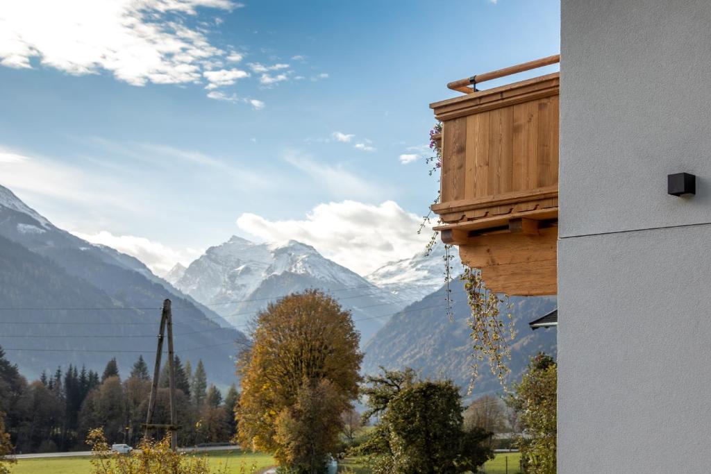 een uitzicht op de bergen vanuit een huis bij Ferienwohnung Aichner in Mittersill