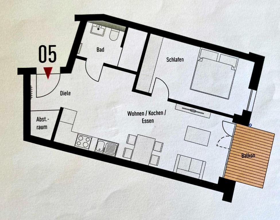 Půdorys ubytování Ferienwohnung Vier Jahreszeiten mi