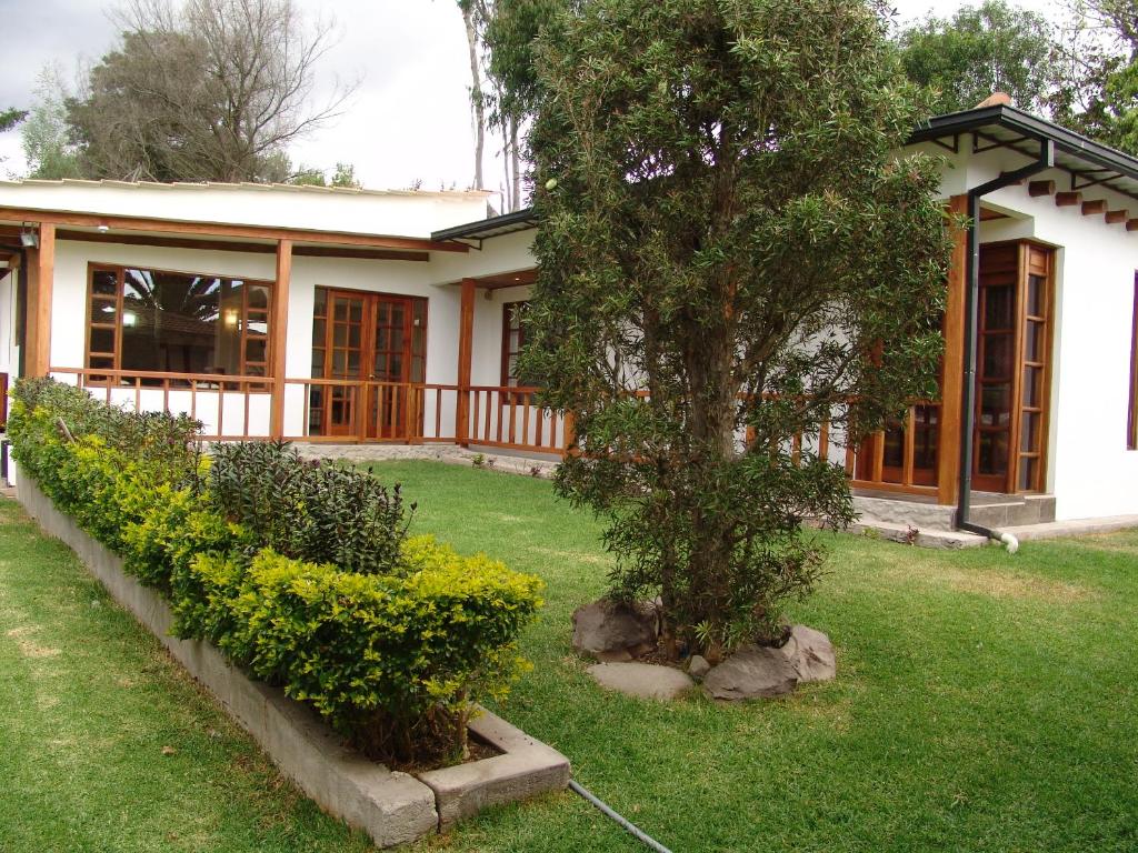 una casa con un árbol en el patio delantero en La Posada Del Aromito - Apartment, en Cumbayá