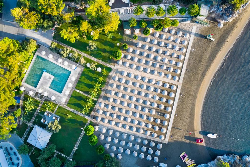 an overhead view of a building with a swimming pool at TUI BLUE Seno - Adults Only in Sarigerme