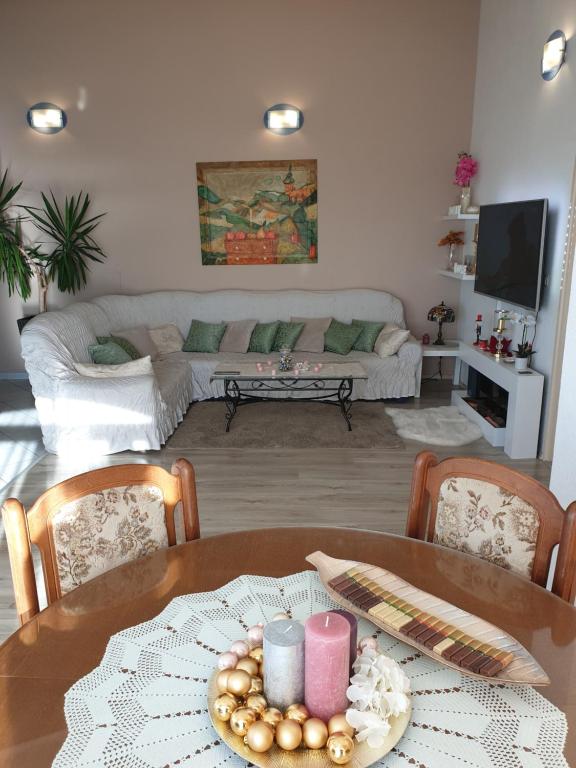 Televízia a/alebo spoločenská miestnosť v ubytovaní Apartmani Mlikotić