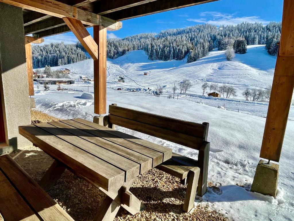 Gîte avec terrasse et belle vue - ChaletNelda com v zimě
